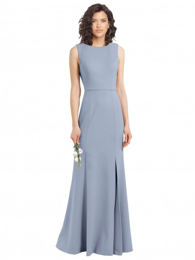 Best Boat Neckline and Sleek Fit and Flare Crepe Bridesmaid Dress with Keyhole Back UK