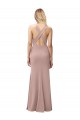 Best Long Floor Length High Neck Fit and Flare Stretch Crepe Bridesmaid Dress / Prom Dress with Side Slit UK