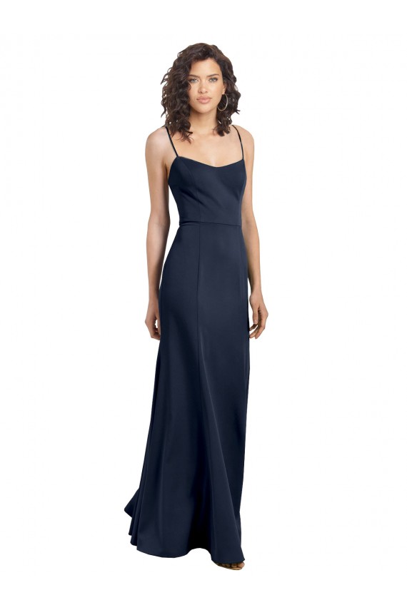 Best Fit and Flare Scoop Neck Long Sleeveless Stretch Formal Crepe Bridesmaid Dress / Prom Dress UK