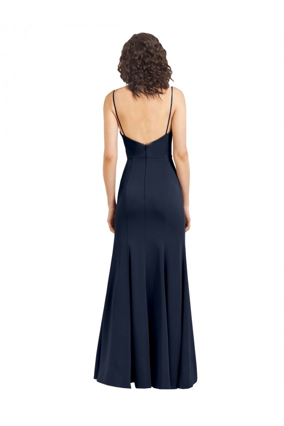 Best Fit and Flare Scoop Neck Long Sleeveless Stretch Formal Crepe Bridesmaid Dress / Prom Dress UK