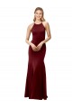 Best Fit and Flare Halter Neckline Stretch Formal Crepe Bridesmaid Dress / Prom Dress with Strappy Back UK