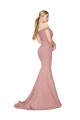 Best Off the Shoulder Sweetheart Long Sweep Train Formal Crepe Bridesmaid Dress / Prom Dress UK