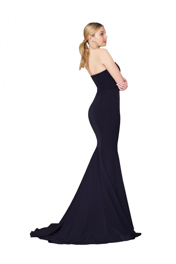 Best Sweetheart High Neck Sweep Train Sleeveless Formal Crepe Bridesmaid Dress / Prom Dress UK
