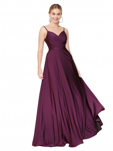 Best High Neck Spaghetti Straps Long V-Back Formal Crepe Bridesmaid Dress / Prom Dress UK
