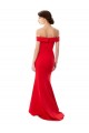 Best Off the Shoulder Sweetheart Maxi Formal Crepe Bridesmaid Dress / Prom Dress With Thigh Split and Train UK