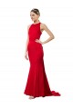 Best High Neck Mermaid Open Back Formal Crepe Maxi Bridesmaid Dress / Prom Dress with Train Detail UK