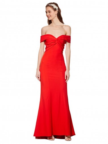 Best Cross Front and Back Bardot Sleeveless Formal Crepe Maxi Bridesmaid Dress / Prom Dress UK