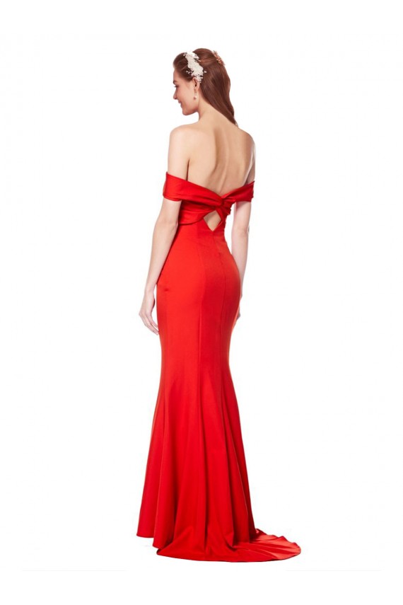 Best Cross Front and Back Bardot Sleeveless Formal Crepe Maxi Bridesmaid Dress / Prom Dress UK