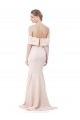 Best Mermaid Bardot Maxi Formal Crepe Bridesmiad Dress with Fishtail Train UK