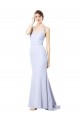 Best Sweetheart High Neck Sleeveless Formal Crepe Bridesmaid Dress / Prom Dress UK
