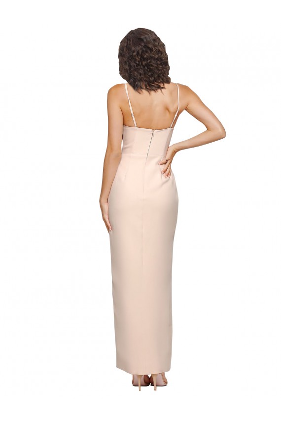 Best Long Full Length Ruffles Strapless Low Back Crepe Bridesmaid Dress / Prom Dress with Straps UK