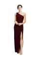 Best One Shoulder Sheath Formal Crepe Bridesmaid Dress / Prom Dress with High Side Split UK