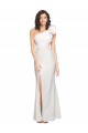 Best One Shoulder Long Full Length Formal Crepe Bridesmaid Dress / Prom Dress with Ruffles and Side Split UK