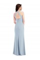 Best Open Back Halter Maxi Formal Crepe Bridesmaid Dress / Prom Dress with Draped Bow UK