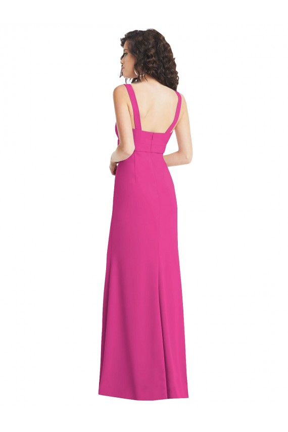 Best Wide Strap Notch Empire Waist Bridesaid Dress with Front Slit UK