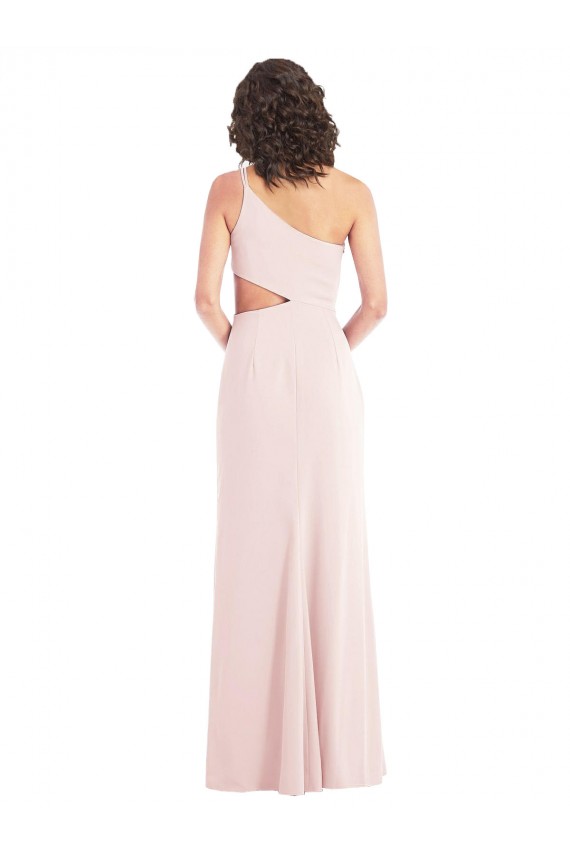 Best Flirty One Shoulder Midriff Cutout Maxi Formal Crepe Bridesmaid Dress / Prom Dress UK