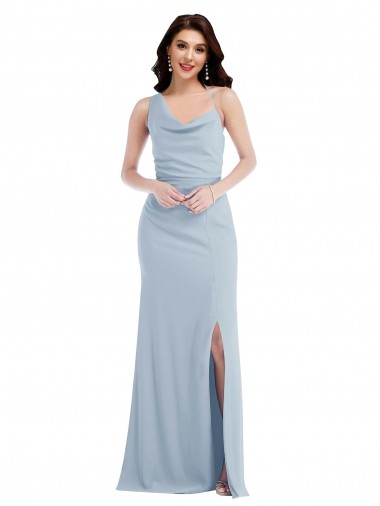 Best One Shoulder Draped Cowl Neck Maxi Bridesmaid Dress / Prom Dress UK