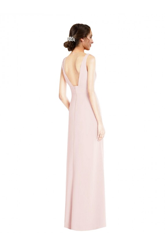 Best Square Neck Low Back A-Line Bridesmaid Dress / Prom Dress with Front Slit and Pockets UK
