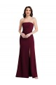 Best Strapless Crepe Maxi Bridesmaid Dress / Prom Dress with Front Slit UK