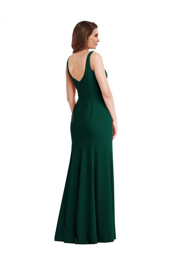 Best Square Neck Trumpet Maxi Bridesmaid Dress / Prom Dress with Front Slit UK