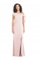 Best Off the Shoulder Tie Detail Trumpet Formal Crepe Bridesmaid Dress / Prom Dress with Front Slit UK