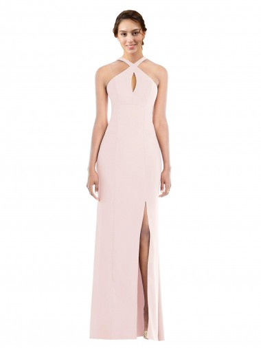 Best Criss Cross Halter Princess Line Trumpet Formal Crepe Bridesmaid Dress / Prom Dress UK