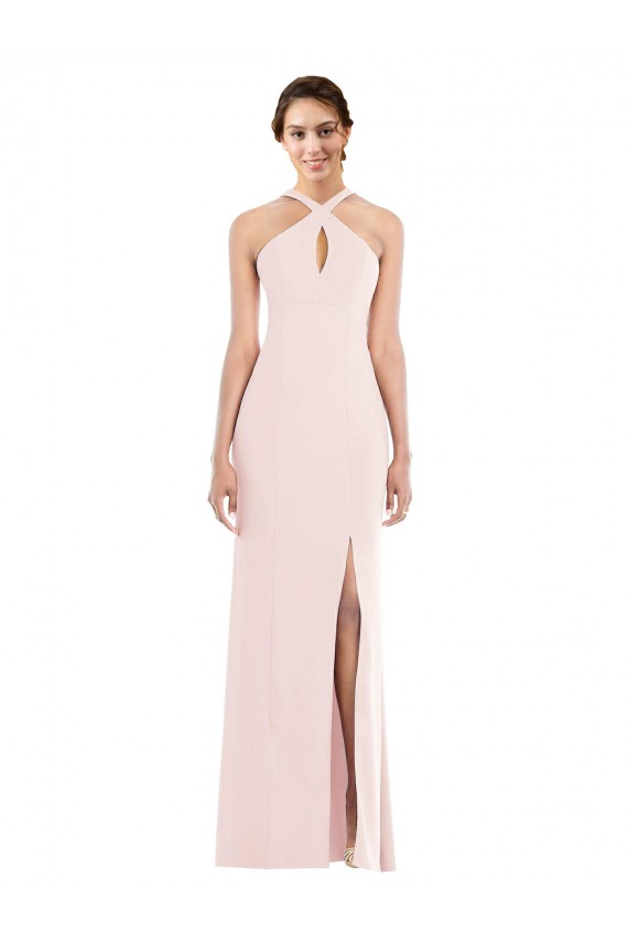 Best Criss Cross Halter Princess Line Trumpet Formal Crepe Bridesmaid Dress / Prom Dress UK