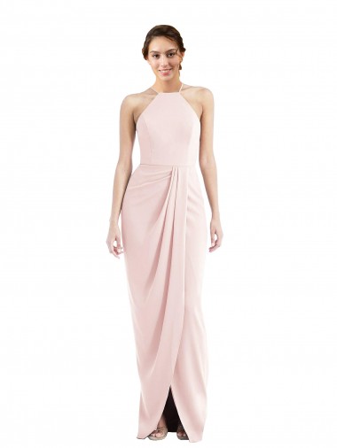 Best Halter Draped Tulip Skirt Maxi Bridesmaid Dress / Prom Dress UK