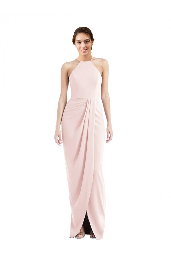 Best Halter Draped Tulip Skirt Maxi Bridesmaid Dress / Prom Dress UK
