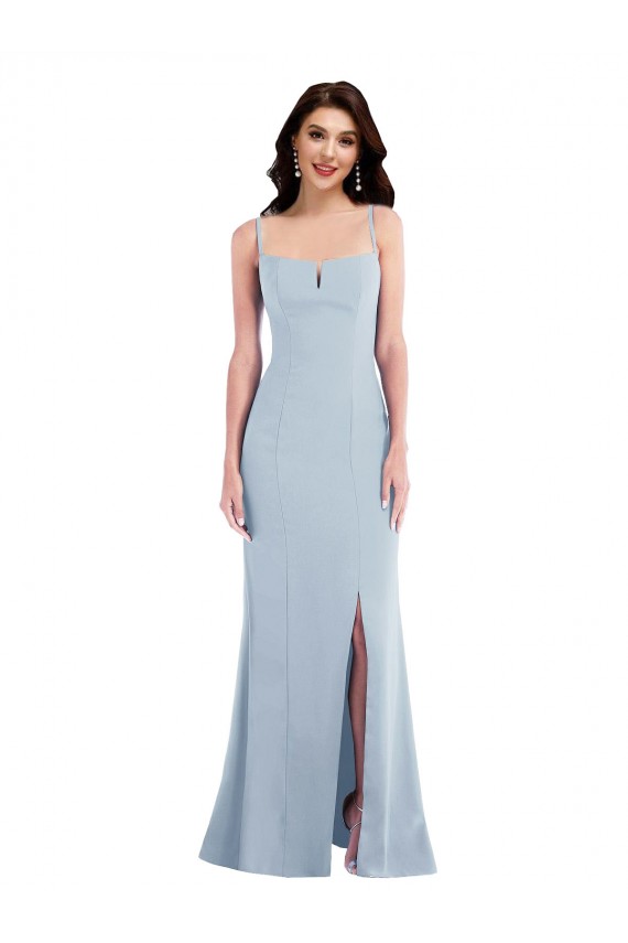 Best Flattering Trumpet Maxi Formal Crepe Bridesmaid Dress / Prom Dress with Front Slit UK