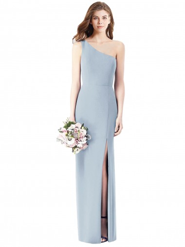Best One Shoulder Crepe Trumpet Bridesmaid Dress / Prom Dress with Front Slit UK