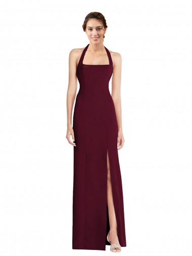 Best Tie Halter Open Back Trumpet Bridesmaid Dress / Prom Dress UK
