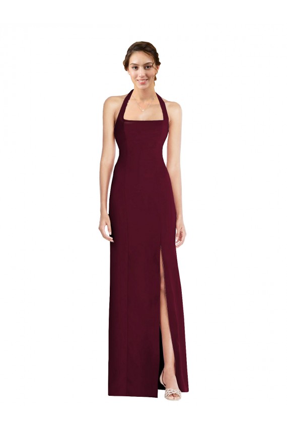 Best Tie Halter Open Back Trumpet Bridesmaid Dress / Prom Dress UK