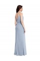 Best Draped Cowl Neck Long Formal Crepe Bridesmaid Dress / Prom Dress with Spaghetti Straps UK