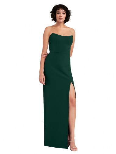 Best Scooped Strapless Neckline Formal Crepe Bridesmaid Dress / Prom Dress with Side Slit UK