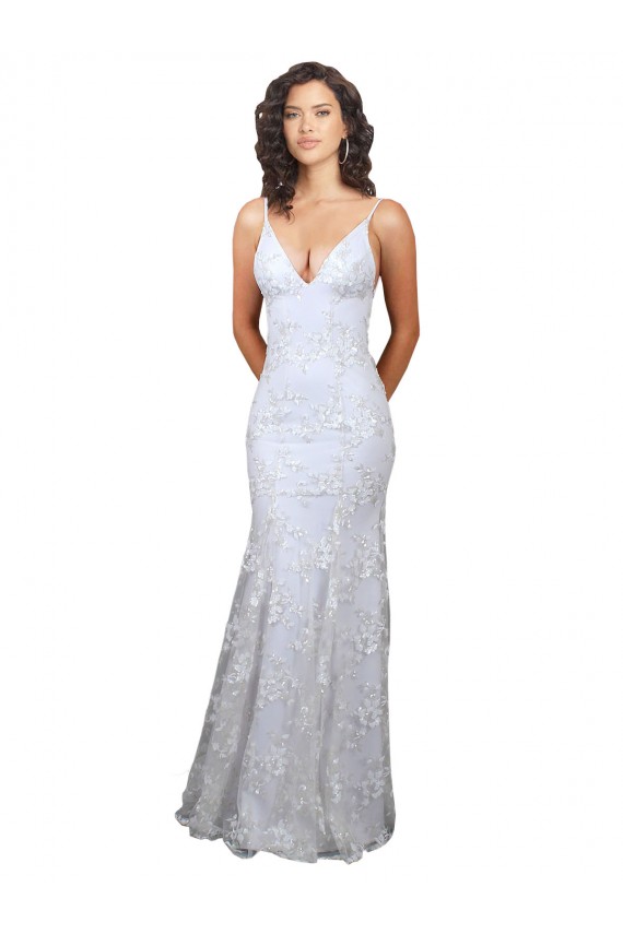 Best V-Neckline Backless Floral Patterned Sequin Formal Bridesmaid Dress / Prom Dress UK