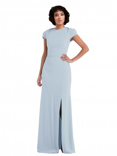 Best Cap Sleeve Cutout Tie Back Trumpet Bridesmaid Dress UK
