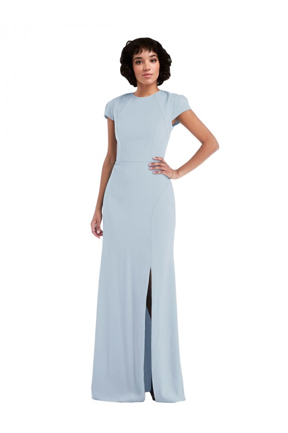 Best Cap Sleeve Cutout Tie Back Trumpet Bridesmaid Dress UK