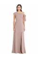 Best Off the Shoulder Tie Detail Maxi Formal Crepe Bridesmaid Dress / Prom Dress with Front Slit UK