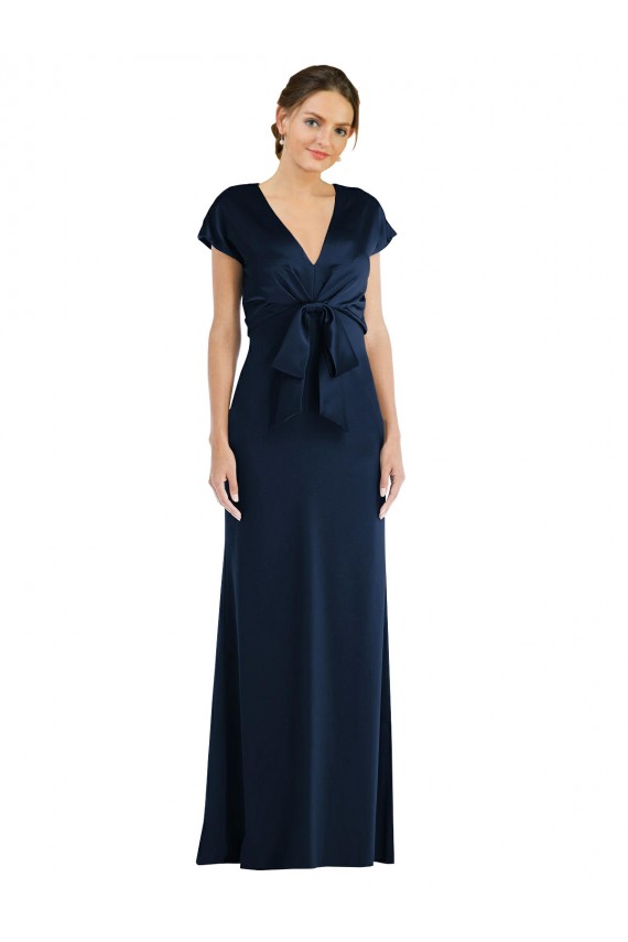 Best Soft Bow Blouson Bodice Trumpet Formal Crepe Bridesmaid Dress / Prom Dress UK