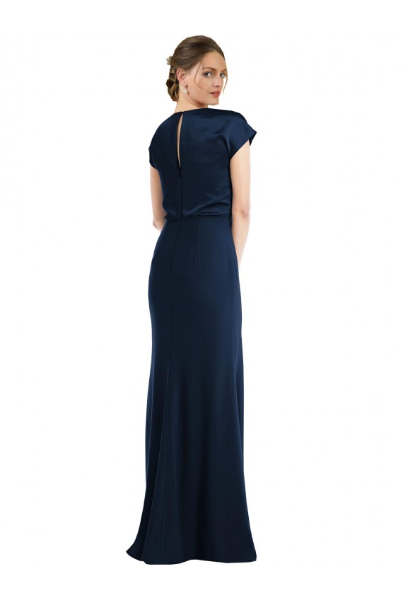Best Soft Bow Blouson Bodice Trumpet Formal Crepe Bridesmaid Dress / Prom Dress UK