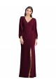 Best Long Puff Sleeve V-Neck Trumpet Bridesmaid Maxi Dress UK