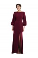 Best Bishop Sleeve Open Back Trumpet Formal Crepe Bridesmaid Dress / Prom Dress with Scarf Tie UK