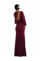 Best Bishop Sleeve Open Back Trumpet Formal Crepe Bridesmaid Dress / Prom Dress with Scarf Tie UK