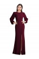 Best Puff Sleeves Long Maxi Briddesmaid Dress with Cutout Tie Back UK