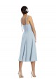Best Midi Cocktail Length Bustier Crepe Bridesmaid Dress / Prom Dress with Back Bow Straps UK