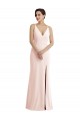 Best Skinny Strap Deep V-Neck Trumpet Formal Crepe Bridesmaid Dress / Prom Dress with Front Slit UK