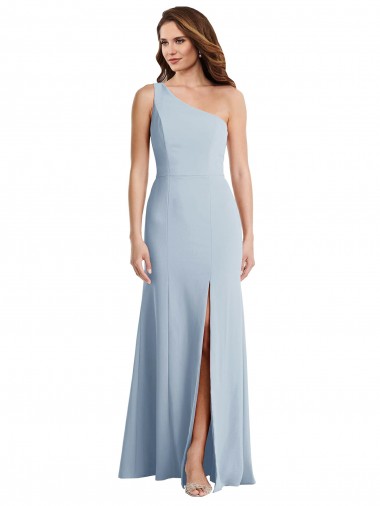 Best Bold One Shoulder Trumpet Maxi Formal Crepe Bridesmaid Dress / Prom Dress UK