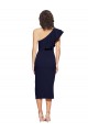 Best Ruched Midi Length Short Cocktail Formal Crepe Bridesmaid Dress / Prom Dress with Shoulder Ruffles UK