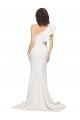 Best Ruched Long Sweep Train Crepe Bridesmaid Dress / Prom Dress with Shoulder Ruffles UK